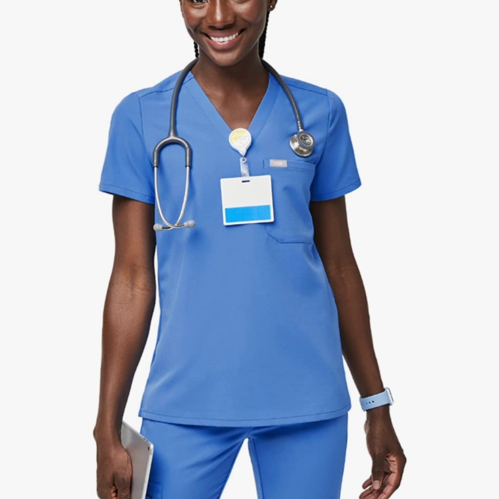 FIGS Catarina Scrub Top - Capri Blue (Small)